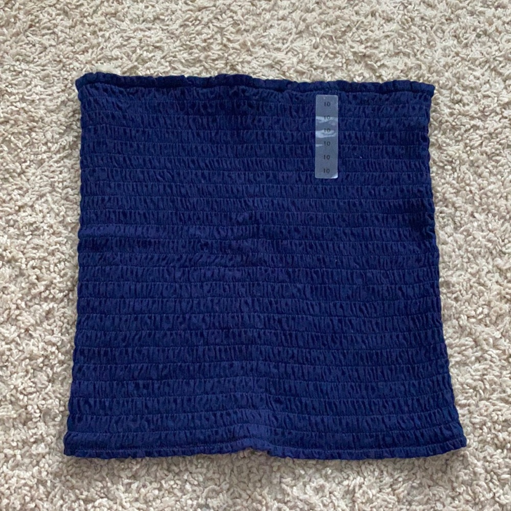 Navy blue strapless crop top